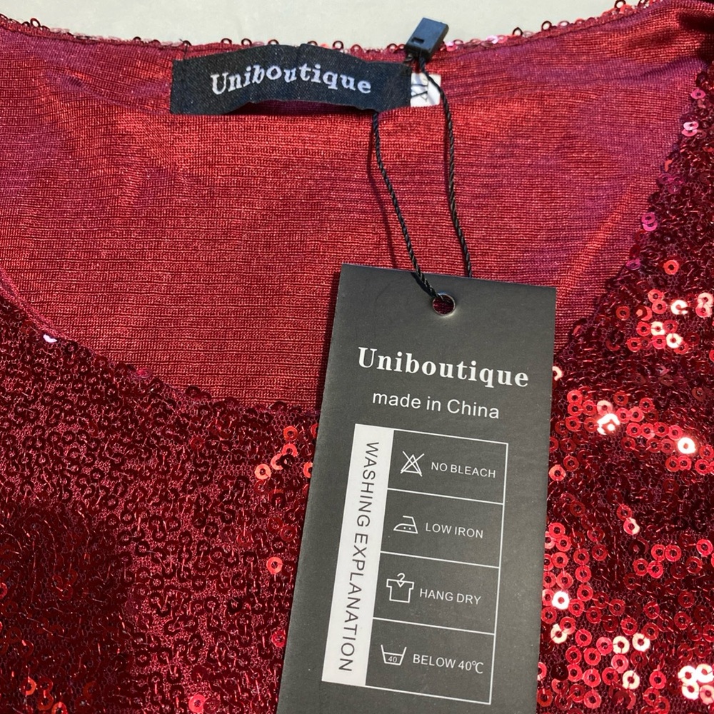 Uniboutique Women's XL Extra Large Red Sparkling Top Sleeveless Holiday New Year - Picture 5 of 7